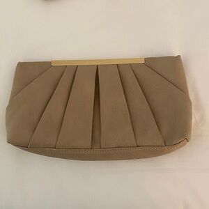 Elegant Tan Clutch with Gold Accent